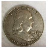 1958 D Franklin Half Dollar