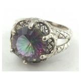 .925 Sterling 5.24 carat Large Round Mystic Topaz