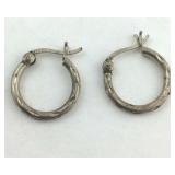 .925 Sterling  1/2" X 1/2" Round Embossed hoop