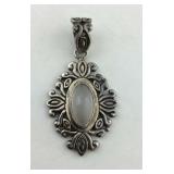 .925 Sterling Moonstone Pendant 1 1/4" Long