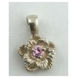 .925 Sterling S.Fiori Hallmark Floral pink Stone