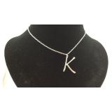 "K" Necklace up to 18" adjustable Length Chain