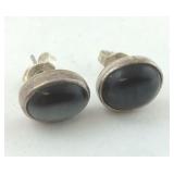.925 Sterling Black With Grey "Moving Cats Eye"
