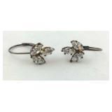 .925 Sterling Vintage Leverback White CZ Earrings