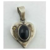 .925 Sterling "Mexico" Hallmark Black onyx heart