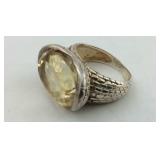 .925 Sterling Huge Oval citrine ring size 6