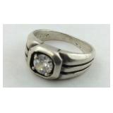 .925 Sterling Gents CZ Solitaire Ring Size 12