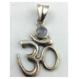 .925 Sterling Moonstone Cabochon "30" Pendant 1