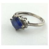 .925 Sterling Sapphire and Natural Diamond Accent
