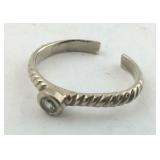 .925 Sterling White CZ Adjustable toe ring