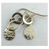 .925 Sterling Hammered Finish Dangle Earrings