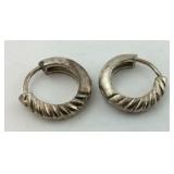 .925 Sterling Twisted Hoop Huggie Small Size