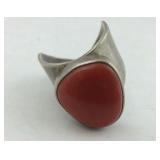 .925 Sterling Signed "Navaho" inside band Coral