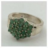 .925 Sterling 100% Natural Emerald 1ctw Cluster