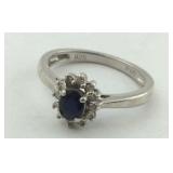.925 Sterling .40 ctw Natural sapphire & Diamond