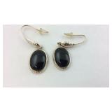 .925 Sterling Beautiful Black Onyx Dangle