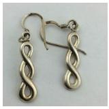 .925 Sterling Tri Knot Twist Dangle Earrings