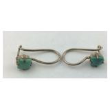 .925 Sterling Bluish Green Turquoise Earrings