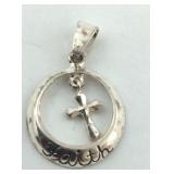 .925 Sterling "Faith" Circle pendant with