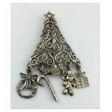 .925 Sterling Christmas tree Broach HEAVY one of