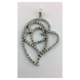 .925 Sterling Tri Heart 2 1/8" Long Pendant With
