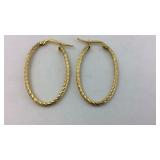 .925 Gold Over Sterling 1 3/8" Oval Hoop Earrings