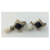 .925 Sterling Onyx & Baroake cultured Pearl