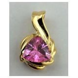 .925 Heavy Gold Over Sterling Large Pink Trillion