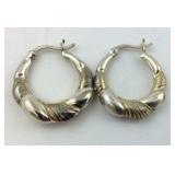 .925 Sterling/Gold Tone Basket Hoop Earrings