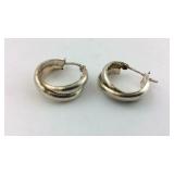 .925 Sterling "Twin Hoop" Earrings