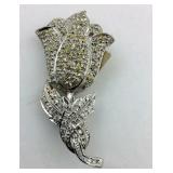 .925 Heavy Sterling Yellow Rose Inspired Broach 2