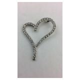 .925 Sterling Large 1 1/2"long CZ Heart Pendant