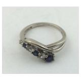 .925 Sterling Blue&White graduated size stone
