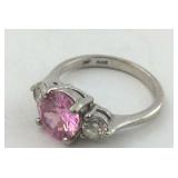 .925 Sterling Pink & White CZ Ring Size 7