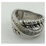 .925 Sterling Crossover CZ Ring Size 5