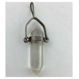 .925 Sterling Clear Hexagon Crystal Pendant 1