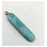 .925 Sterling Larimar 1 1/2" Long Pendant