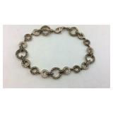 .925 Heavy Sterling Marcasite & CZ Bracelet 7.5"
