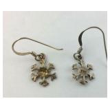 .925 Sterling Snowflake Dangle Earrings