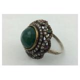 .925 Stunning Emerald,Ruby,White Topaz Ring Size