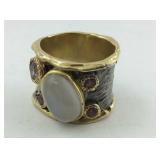 .925 Custom Made Moonstone,Rhodolite Garnet Ring