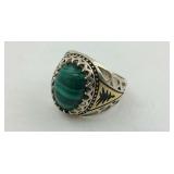 .925 With Gold Accent Custom Malachite Ring NEW