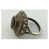 .925 Custom Made Sapphire/White Topaz Ring NEW