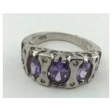 .925 Amethyst/CZ High Fashion Ring NEW Size 7