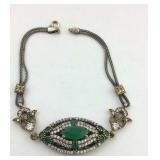 .925 Emarald,WhiteTopaz Custom New in Box 8.5"