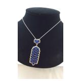 .925 Custom Sapphire Pendant 18".925 Chain NEW IN