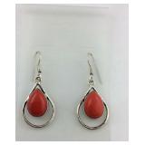 .925 Stunning Red Coral NEW IN BOX Earrings