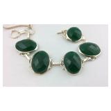 .925 Green Chalcedony 9" Bracelet NEW IN BOX