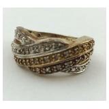 .925 Two Tone Ring with .05ctw Natural Diamonds