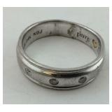 .925/24kt  .03 ctw natural Diamond Band Size 9.5